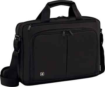 Wenger 601066 SOURCE 16″ Laptop Briefcase , Padded laptop compartment with iPad/Tablet / eReader Pocket in Black {10 Litres}