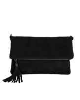 Wildleder Clutch Tasche Leder Fransen Quaste Abendtasche Partytasche Umhängetasche klein Wildleder ImiLoa Damen