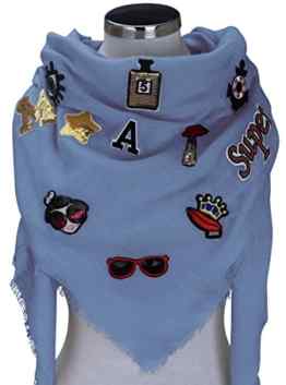 XXL PATCHES Damen STICKER Karo Schal Tuch Deckenschal Karoschal Halstuch Fashion Plaid