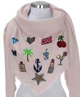 XXL PATCHES STICKER Damen Schal Tuch Dreieckschal Halstuch Fashion Plaid Loop