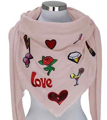 XXL PATCHES STICKER Damen Schal Tuch Dreieckschal Halstuch Fashion Plaid Loop