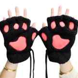 XY Fancy Damen Mädchen süße Katze Kralle Bärenkralle fingerlose Handschuhe Winter Halbfingerhandschuhe, Grau Beige Braun Schwarz