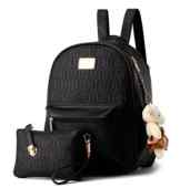 YAAGLE Relief PU Casual Damen Mädchen College Schulter Tasche mit Bär Dekorationen Rucksack + Handtasche, 2
