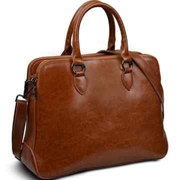 Yaluxe Damen Doppel Reißverschluss echtes Leder elegant Büro HenkelTasche Umhängetasche Schultertasche fit 13″ Laptop