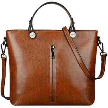 Yaluxe Damen Fashion echtes Leder Top Handle Handtasche Schultertasche Size Selection