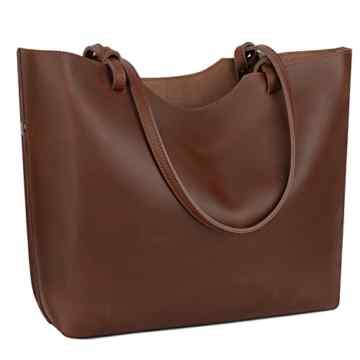 Yaluxe Damen gross Capacity Crazy Horse Leder Shopper Schultertasche