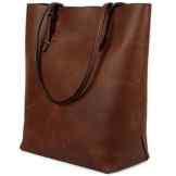 Yaluxe Vintage Stil echtes Leder Handtasche Shopper Schultertasche