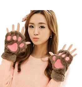 Yidarton Damen Fingerlose Handschuhe Nette Katze Claw Bear Pfote Stil Winter Warm Plüsch Fingerhandschuhe