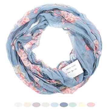 adonia mode Loop Schlauchschal Tuch Seide Rosen Schmetterling luftig , Mod. 80
