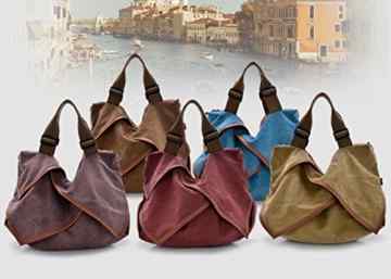 Aidonger Damen Vintage Canvas Schultertasche Handtasche -