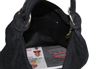 AMBRA Moda Damen Wildleder Schultertasch Damen Handtasche Hobo-Bags Shopper Beuteltaschen Veloursleder Suede Ledertasche DIN-A4 42cm x 35cmx 4cm WL803 -