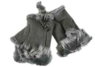 Aspen- Handschuhe mit Kunstfell Wildleder-Optik in schwarz oder grau -
