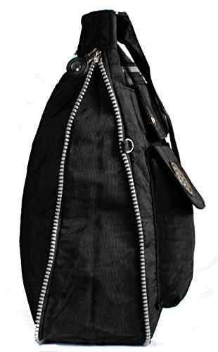 Bag Street Umhängetasche schwarz Nylon-Damenhandtasche mit Fee-Anhänger OTJ206S -