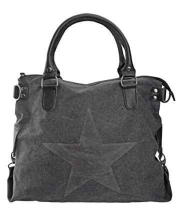 bag2basics Canvastasche mit Sternendruck | Made in Italy | Umhängetasche „Ibiza II“ diverse Farben