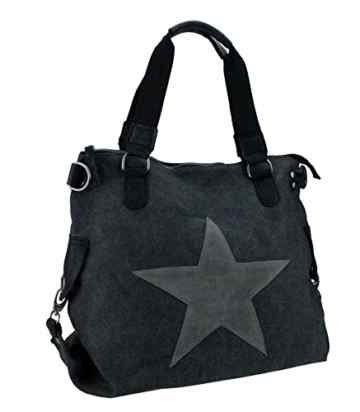 bag2basics Canvastasche mit Sternendruck | Made in Italy | Umhängetasche „Ibiza II“ diverse Farben
