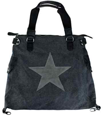 bag2basics Canvastasche mit Sternendruck | Made in Italy | Umhängetasche „Ibiza II“ diverse Farben -