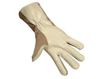 BE-X NOMEX Einsatzhandschuhe, flammsicher mit Lederbesatz, lang – TAN -