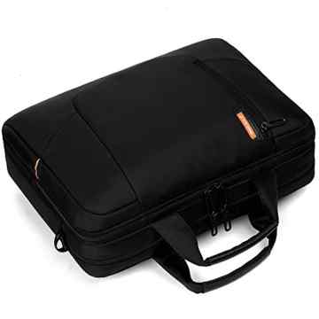 BRINCH 15,6 Zoll neue weiche Nylon stoßfest Laptop Computer Umhängetasche Messenger Bag Aktentasche mit Taschen & Griffe und abnehmbaren gepolstertem Schulterriemen für 15 – 15,6 Zoll Laptop / MacBook / Notebook / Chromebook / Tablet Computer, Schwarz -