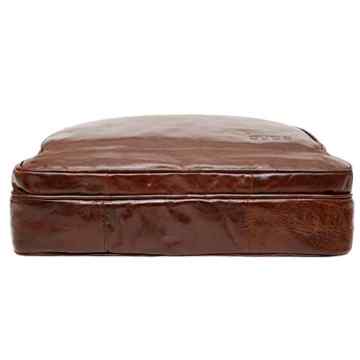 bupell Aktentasche mit Laptop-Fach aus echtem Leder in elegantem Vintage Style für Herren – Cognac Braun -