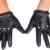 Calonice Amorino Damen Lederhandschuhe kurz schwarz mit silberfarbene Metallkette und softem Schafsleder gefüttert M-Size 6000 -