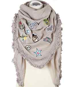 caripe XXL Damen Schal Halstuch groß quadratisch Patches Stern Schmetterling Glitzer Fransen – PS-patches