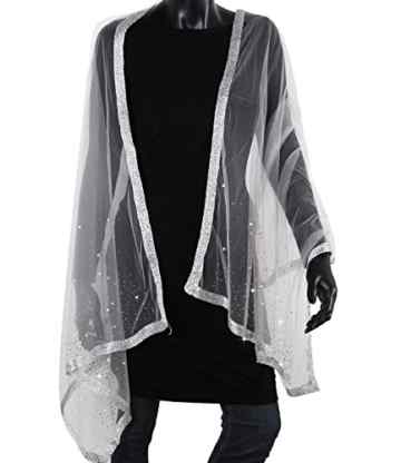 caripe eleganter transparenter Damen Schal Stola Strass Perlen Glitzer – dukar -