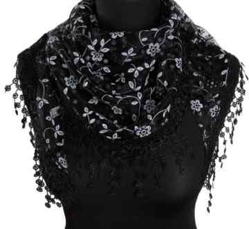 caripe zartes Dreieckstuch Halstuch Schal Blumen Glitzer – glittra -