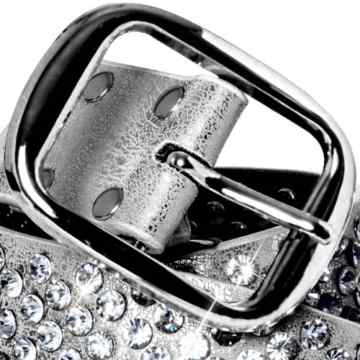 CASPAR Damen Gürtel / Hüftgürtel mit glitzernder Strass Kristall Nieten Teil Leder – viele Farben – GU260 -