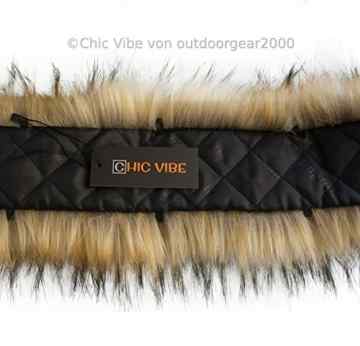 © Chic Vibe Pelzkragen Pelzschal Stolen Kapuzen-Streifen Waschbär Fuchs Kunstpelz Fellimitat -