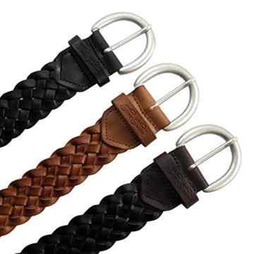 Damen-Gürtel Leder geflochten von Tom Tailor – Damenledergürtel aus echt Leder mit Metall Dornschließe ( Farbe Länge Auswahl ) – präsentiert von ZMOKA® -