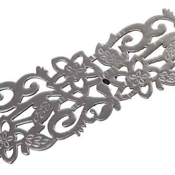Damen Hohl PU Leder Breiter Taillengürtel Stretchgürtel Breite Hüftgürtel Metallband Blumenmuster -