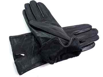 Damen Premium Quality Super Weich Leder Handschuhe Pelzfutter Streifen Detail Slim Fit -