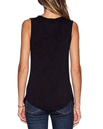 Damen V-Ausschnitt Ärmellos Wickelshirt Asymmetrisch Stretch Basic Shirt Tunika Obertail -