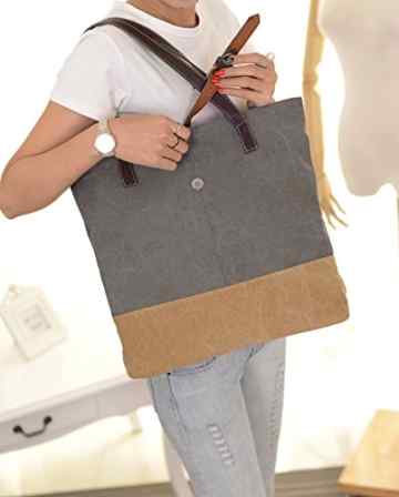 DCCN Damen Shopper Bag Segeltuchtasche Groß Canvas College Bag für Studenten 34*35*10cm -