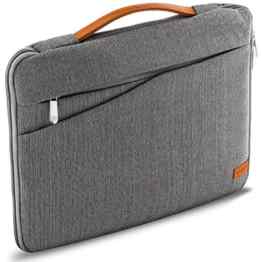 deleyCON Notebook-Tasche für Notebook / Laptop bis 15,6″ (39,6cm) Hülle aus robustem Nylon – 2 Zubehörfächer und verstärkte Polsterwände – Grau/Braun