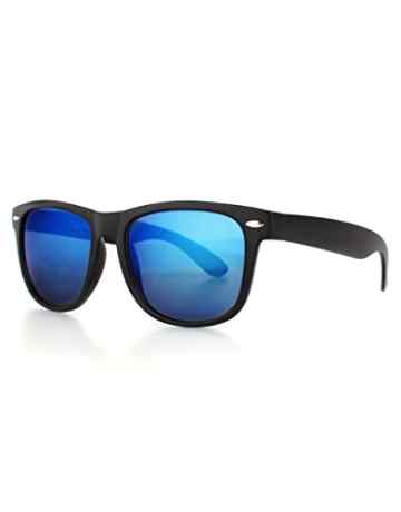 Distressed Blues Matt matte Sonnenbrille im Retro Wayfarer Stil 80er -