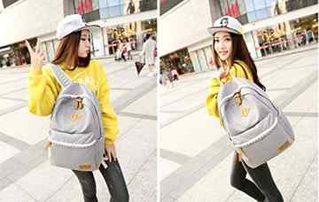 Donykarry Mädchen Schulrucksack Damen Canvas Rucksack Jugendliche Große Schultasche Outdoor Freizeit Daypack mit Moderne Spitzen -