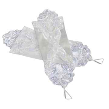 Edith qi Elegante Fingerlose Perlen ,Spitze, Satin, Brauthandschuhe für Hochzeit Kostüm Multicolor -