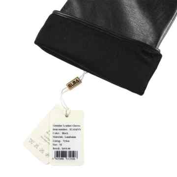 ELMA Fingerlose, ellbogenlange Damen-Fahrerhandschuhe aus Nappaleder mit vergoldetem Logo -