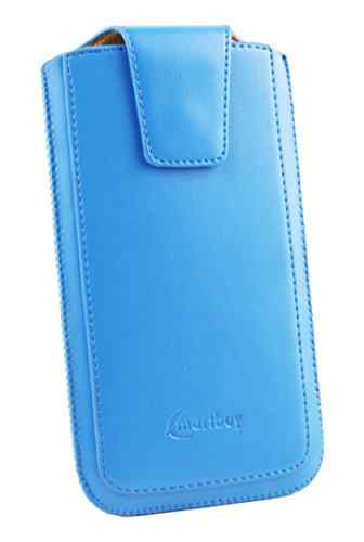 Emartbuy® Sleek Serie Light Blau Luxury PU Leder Tasche Hülle Schutzhülle Case Cover ( Größe 5XL ) Mit Ausziehhilfe Geeignet für Microsoft Lumia 640 XL LTE / 640 XL LTE Dual Sim -