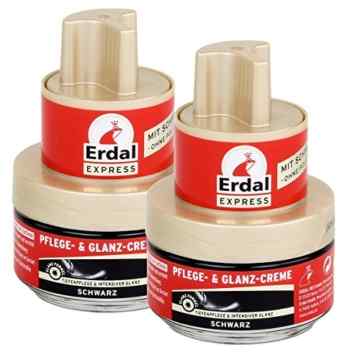 Erdal Express Pflege- & Glanz-Creme Schwarz 40ml – mit Schwamm (2er Pack) -