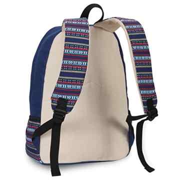 Evay 14 Zoll Notebook Laptop Canvas Bunt Streifen Rucksack für Damen Vintage Universität Wasserdicht Schulrucksäcke Laptoprucksack -