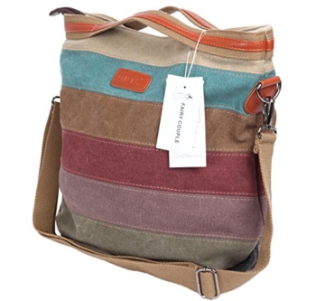 FAIRY COUPLE Mitte Fashion Damen Mädchen Schultasche Alltagstasche Universal Leinwand Multifunktion RegenbogenDesign mit Schulterträger C5107 -
