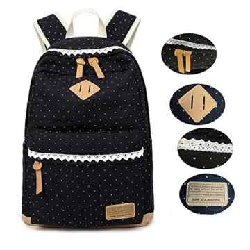 Fashion Mädchen Schulrucksack Damen Canvas Rucksack Jugendliche Große Schultasche Outdoor Freizeit Daypack mit Moderne Spitzen Gold drogon -