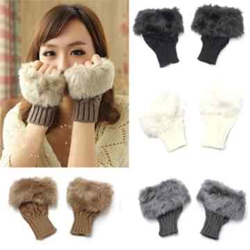 Fellimitat Fingerlose Handschuhe Fellhandschuhe Damenhandschuhe Winterhandschuhe -