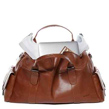 FEYNSINN Reisetasche ASHTON – Weekender XL – Sporttasche – echt Leder hellbraun-cognac -