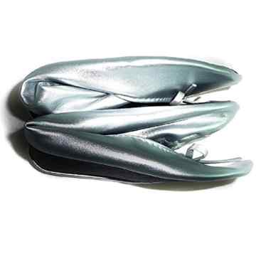 Frauen flache Schuhfrauen Ballerinas klappbar mit Tragetasche. Geeignet für wunde Füße in High Heels Silber tragbare Reise Ballerinas (39 – 40 / LARGE) -