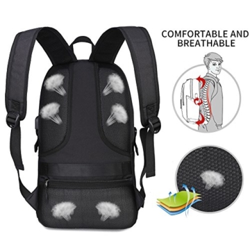 Fresion Rucksäcke mit USB Ladeanschluss, Reise Polyester Schule Bag Laptop Rucksack mit Computer Abteil Passend für bis zu 14-Zoll -