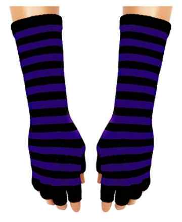Gestreifte Armstulpen Handschuhe – Lila Gestreift -