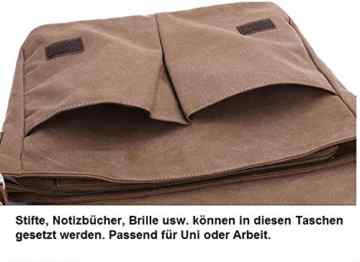 Gibgas Unisex Vintage Canvas Umhängetasche Schultertasche Messenger Bag für Arbeit Uni Reise Sport (Schwarz,Braun) -